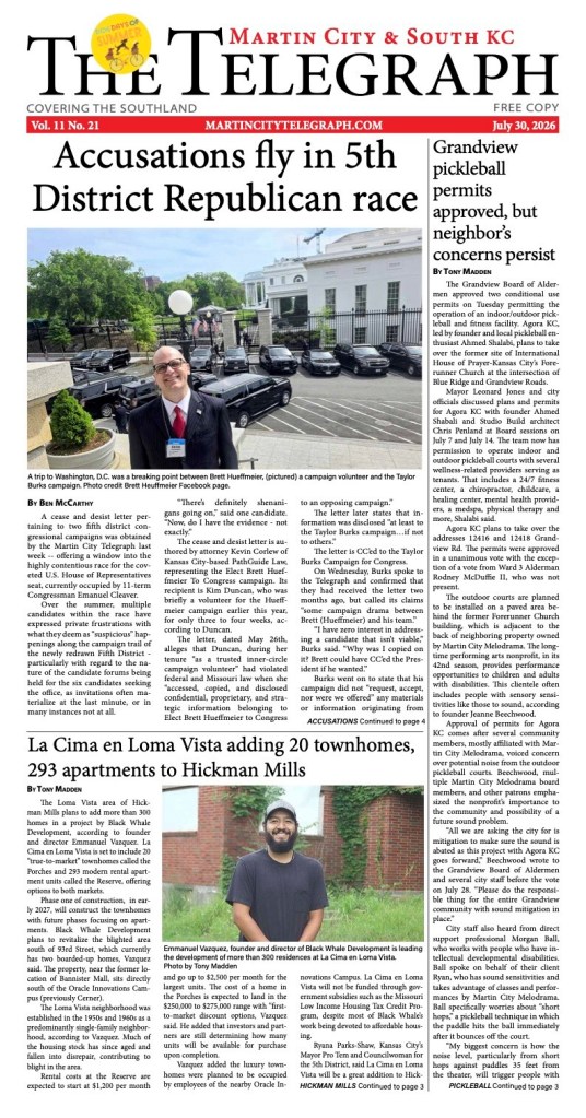 Martin City Telegraph front page of July 30, 2026 issue, Volume 11 issue 21